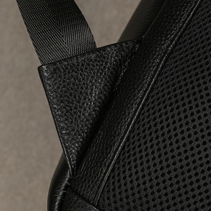 Hot Sale 15.6" Men Laptop Backpack Genuine Leather Waterproof Backpack Fashion Travel Bags School Bag Leather Bookbag Daypack