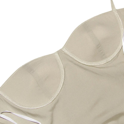 Suninheart Summer Elegant Midi Spaghetti Strap Dresses Slim V Neck A Line Party Dress Khaki Casual Dress Women's Clothing