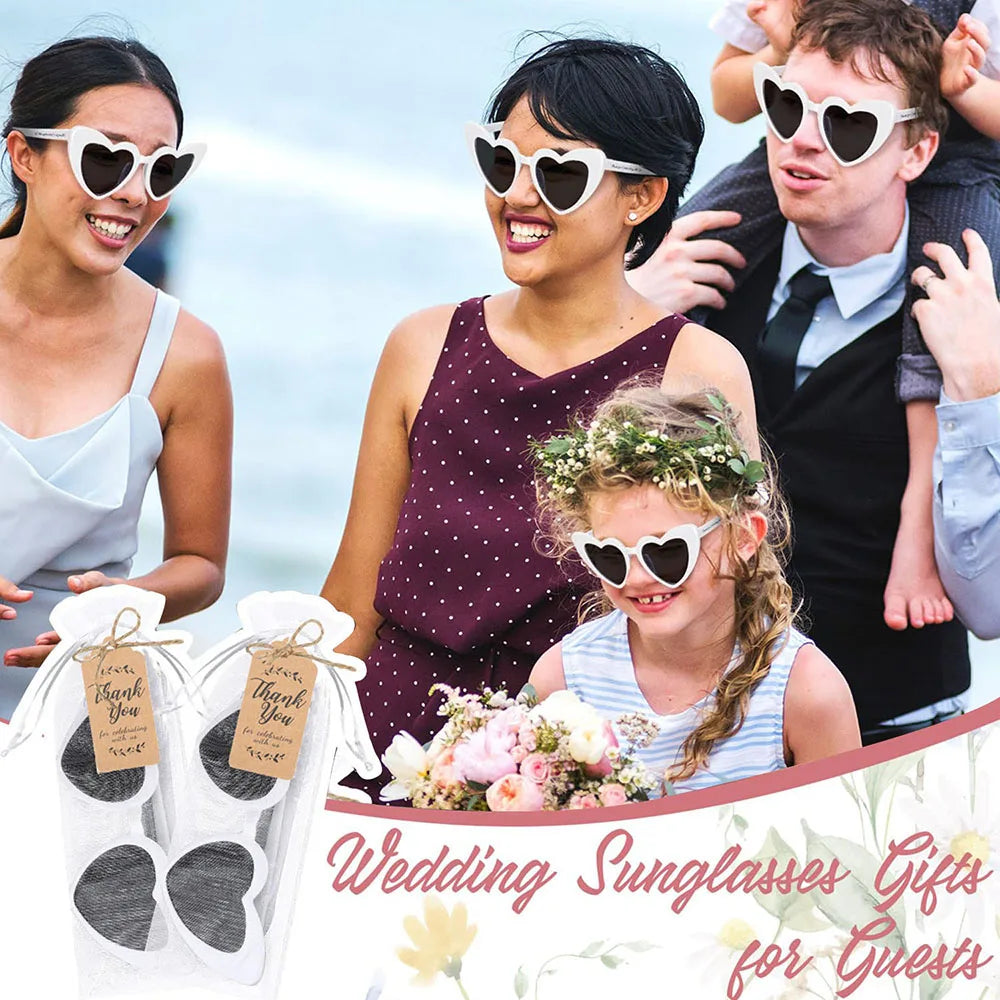 12-60Pcs Wedding Bridal Heart Shaped Sunglasses Party Favors Gift for Guests Bachelorette Hen Party Glasses Bridal Shower Decor