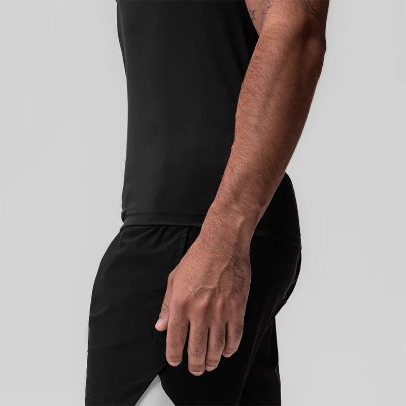 Men's Running Compression Vest Gym Clothing Sports Fitness Tank Tops Quick Dry Workout Sportswear O Neck Tight Sleeveless Shirt