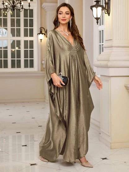 Plus Size Kaftan Dresses for Women Sparkly Glitter Batwing Sleeve Kaftan Cover Up Beach Maxi Dress Loungewear