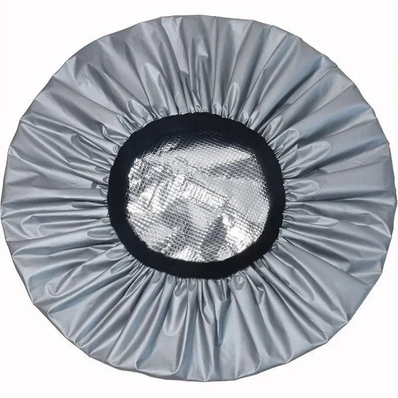 Adjustable Double Layer Satin Bonnet Nightcap Doubleside Women Round Shower Caps Night Sleep Polyester Hat Solid Black Lining Badiee Stylez