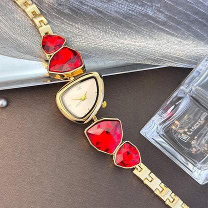 Women's irregular shape large sparkling special-shaped rhinestone simple sun pattern dial Fashion trend avant-garde quarts watch