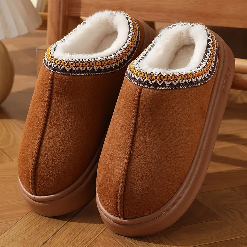 New Fashion Fluffy Platform Slippers for Women 2025 Winter Plush Warm Cotton Shoes Woman Comfort Non Slip Unisex Home Slippers Badiee Stylez