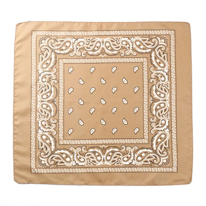Fashion Hip Hop Bandana Kerchief Unisex Black Hair Band Neck Scarf Headwear Wrist Wraps Head Square Scarves Print Handkerchief Champagne 55CM-55CM