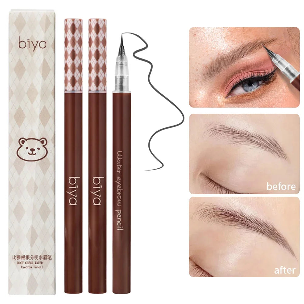 Ultra-fine Eyebrow Cosmetic Pencil Natural Brown Make Up Lying Silkworm Eyeliner Waterproof Long Lasting Liquid Eye Brow Pencil
