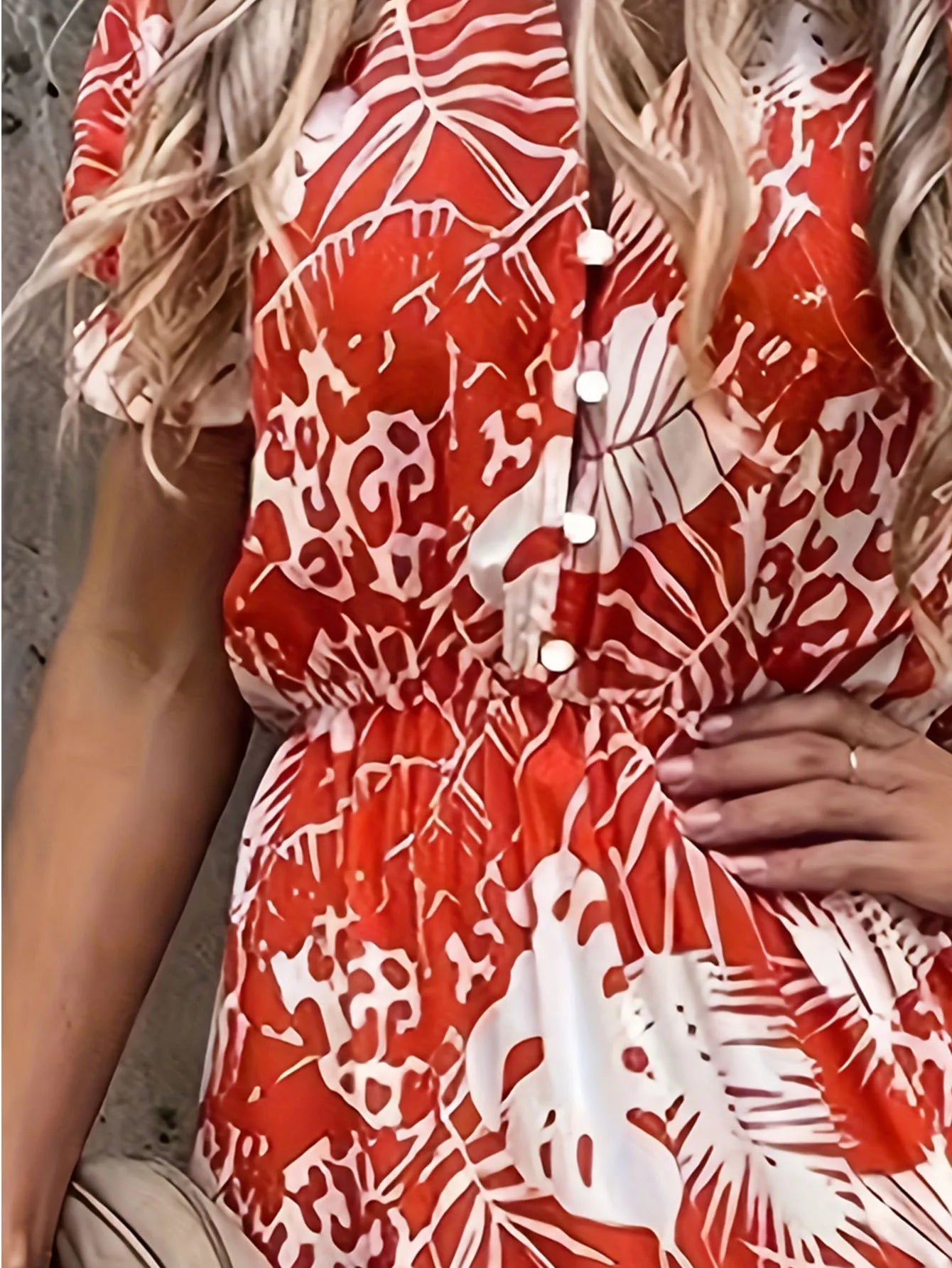 Plus Size Floral Print V Neck Dress, Casual Short Sleeve Dress For Spring & Summer, Women's Plus Size Clothing