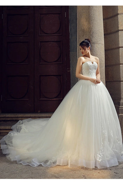 Strapless Wedding Dress 2025autumn New Style Elegant and Graceful Bride Slimming Palace Style Sexy Lace Puffy Dress Formal Dress Badiee Stylez