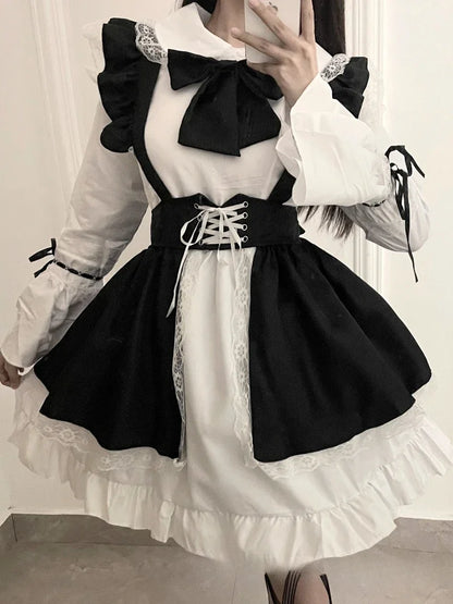 CP5XL Maid Lolita Chemise Cosplay Role Playing Costumes For Party Club Stage Apparel Bow Ties Ball Gowns Waitress Uniform Plus KYTF10-White