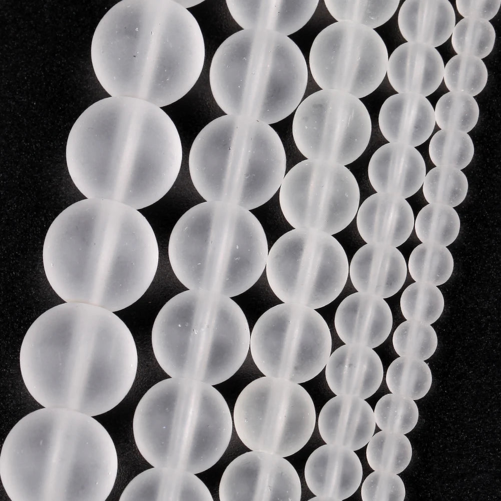 Natural Dull Polished Wood Jaspers Stone Spacer Beads For Jewelry Making DIY Necklace Bracelet 4mm-12mm Matte Round Beads 15" Matte White Quartz