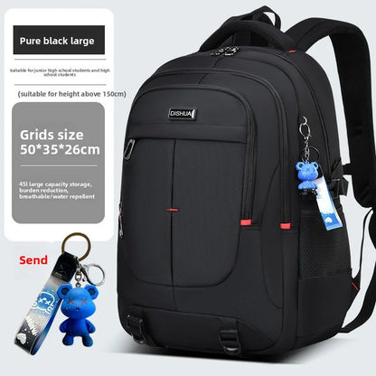2025 new camouflage backpack for boys High capacity school bag for junior high school students Outdoor travel backpack for men L black