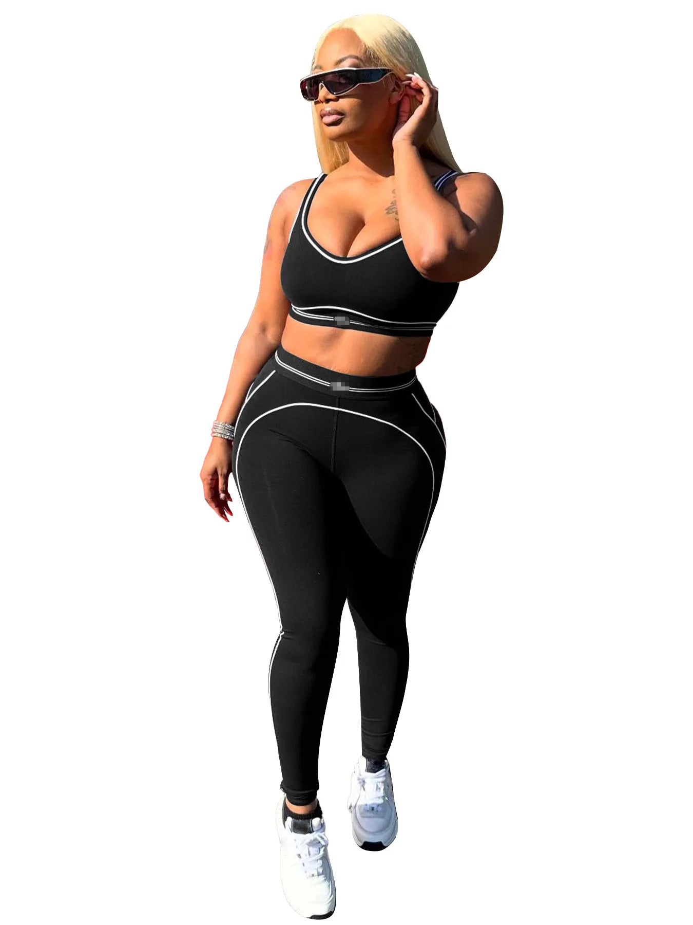 Fitness Women 2 Piece Set Sleeveless Tank Top Skinny Jogging Pants Matching Set 2025 Summer Popular Streetwear Sporty Tracksuits