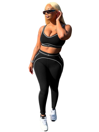 Fitness Women 2 Piece Set Sleeveless Tank Top Skinny Jogging Pants Matching Set 2025 Summer Popular Streetwear Sporty Tracksuits