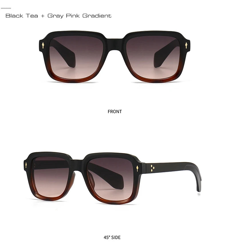 SHAUNA Fashion Sunglasses Women Square Gradient Shades UV400 Retro Rivets Men Sun Glasses