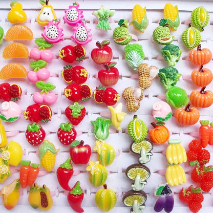 10pcs/lot Children's Cartoon Rings Candy Flower Animal Bow Shape Ring Set Mix Finger Jewellery Rings Kid Girls Toys Anillo 02