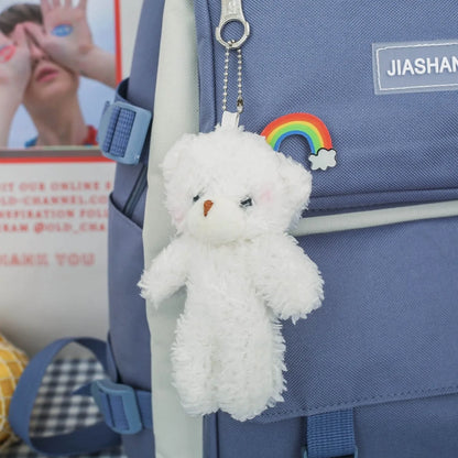 Four Piece Set of Student Backpack for Women in Korean Version Casual Canvas High School Campus with Large Capacity