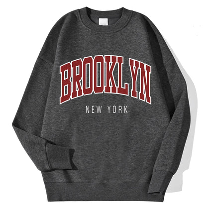 Brooklyn New Work Printed Hoodies Women Cotton Colorful Clothes Basic Trend Hooded Tops Be Durable Harajuku Hoodie Womens Dark Gray