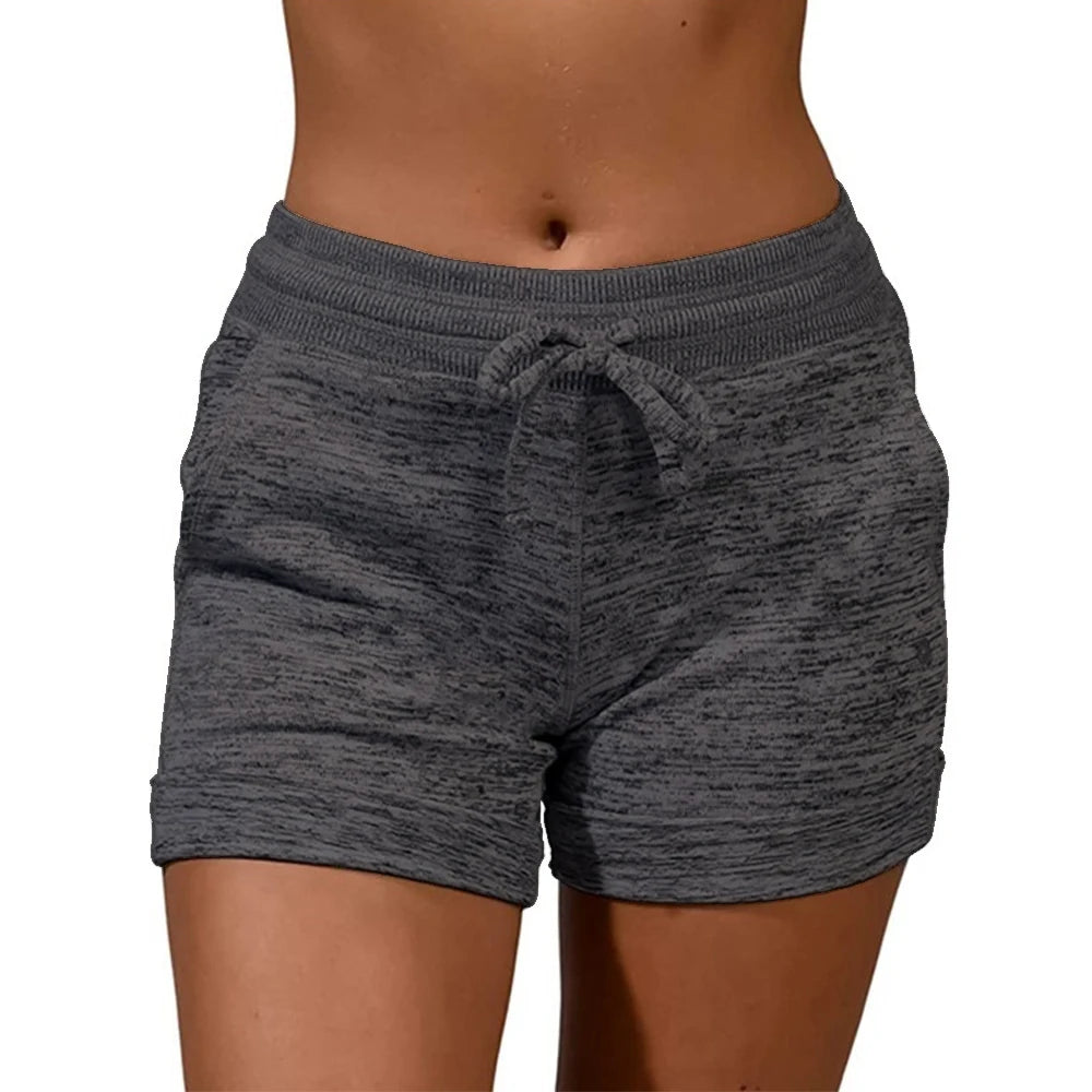 Womens Solid Elasticated Waist Shorts PLUS SIZE OVERSIZED Ladies Summer Yoga Gym Fitness Jogging Hot Pants Sweatpants Clothing Dark Grey