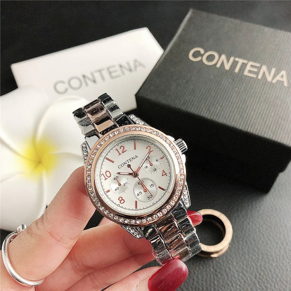 Fashion Diamond Women's Watch Luxury Stainless Steel Ladies Quartz Wristwatch Clock Elegant Dress Female Clock relogio feminino