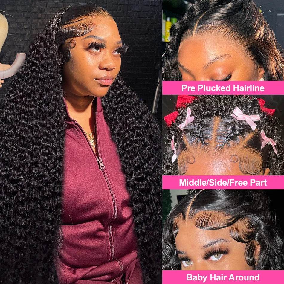 HD 13x6 Deep Curly Lace Front Human Hair Wigs On Sale Vietnamese 30 36 Inch Water Wave Glueless Lace Frontal Wig 100% Human Hair Badiee Stylez