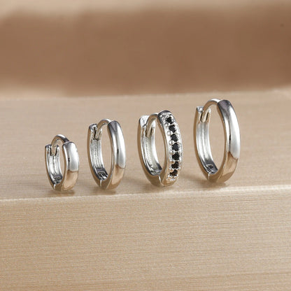 4PCS Set Stainless Steel Huggie Minimal Hoop Earrings 6/8/10mm Crystal Zirconia Helix Tragus Cartilage Earrings Piercing Jewelry Badiee Stylez