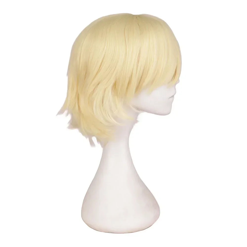 Universal Short Cosplay Wig Silver Red Pink Blonde Grass Green Black Straight Men's Wig for Halloween Cosplay Costume Party