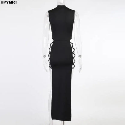 Long Black Dress Woman Round Neck Slim Bodycon Dresses New Summer Midi Dresses Sexy Dress For Party White Black Dresses Women
