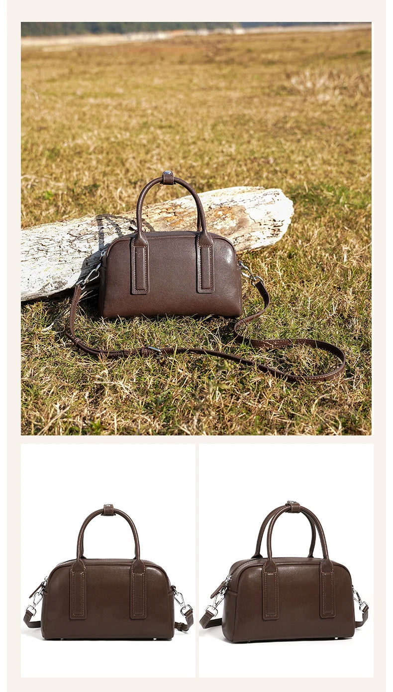 Burminsa Vintage Genuine Leather Pillow Small Shoulder Bags For Women 2025 Luxury Designer Crossbody Purses Tote Ladies Handbags