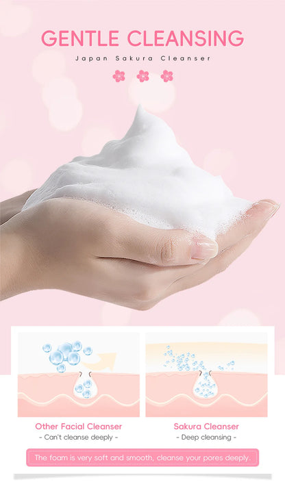 LAIKOU Sakura Cleanser Gentle Deep Cleaning Oil Control Moisturizing Shrink Pores Face Skin Care 50g Skin Cleanser All Skin Type