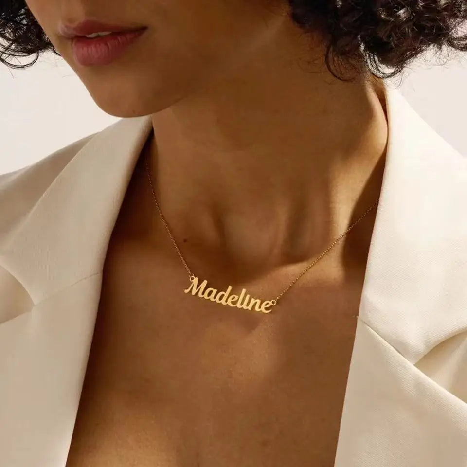 Customized Name Letter Necklace Personalized Stainless Steel Simple Pendant Clavicle Chain Women's Jewelry Valentine's Day Gift Badiee Stylez