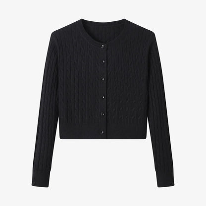 AS AW25 new design knitting cable cardigan + ribbing mockneck dress maxi length match for lady wear Black knit cardigan