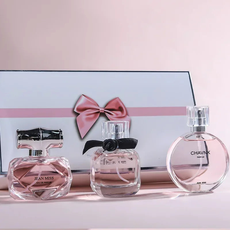 90ML(30mlx3PCS) Eau De Parfum Gift Box Feminino Spray Fresh Light Scent Floral Fruity Chypre Notes LongLasting Women Perfume Set Badiee Stylez