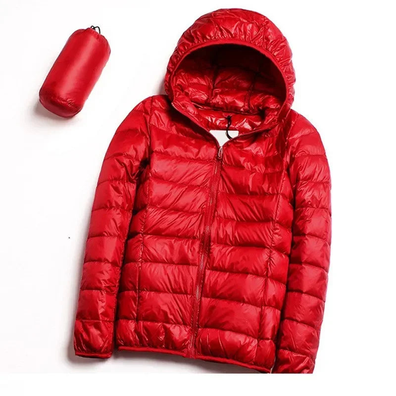 2024 Hooded Jackets Autumn Plus Size 7xl 6xl 5xl Fall Women's Lightweight Water-Resistant Packable Winter Warm Female Down Coats Red