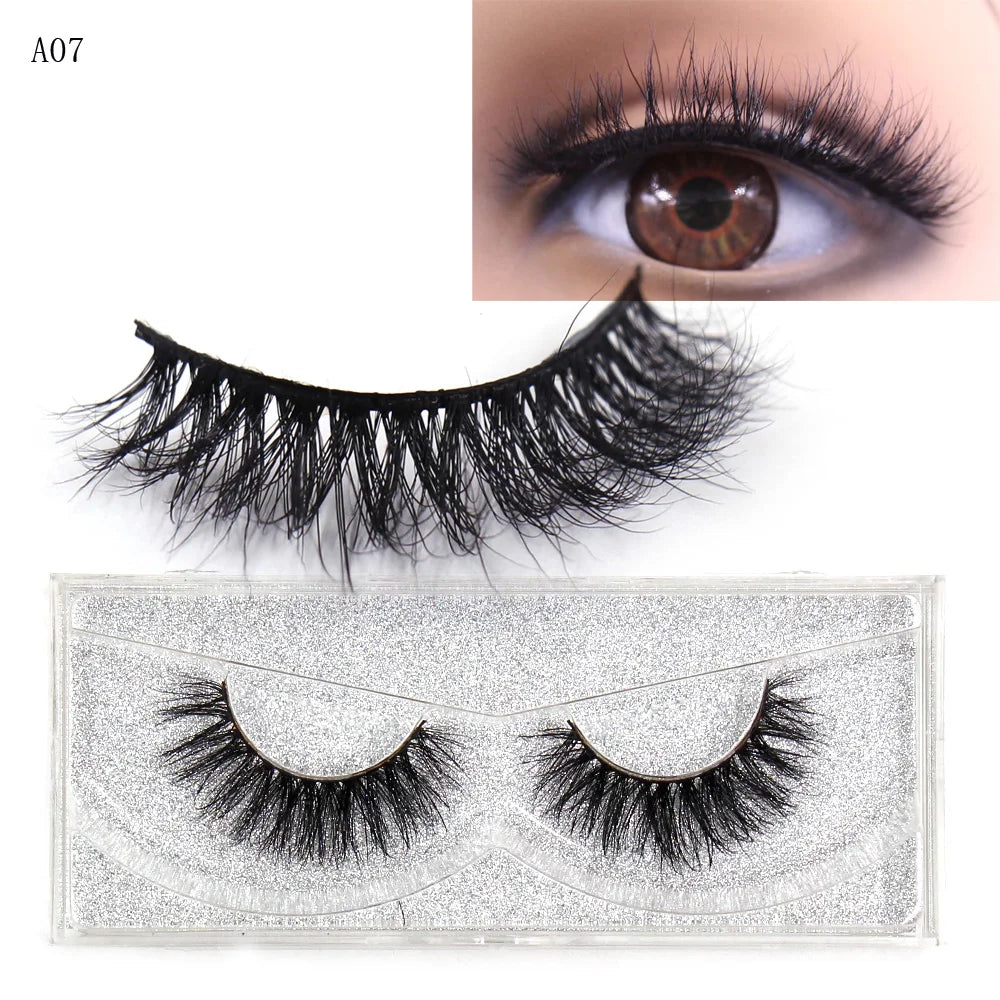 LEHUAMAO False Eyelashes Mink Lashes Natural Thick False Eyelashes Extension Wispy Soft Lashes Makeup Tools D22 1Pair-A07