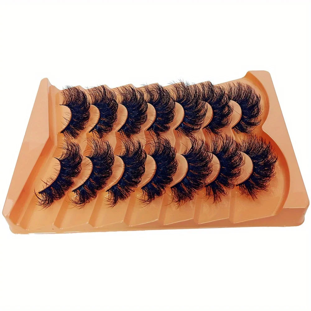 21 Pairs 3-Pack Fake Lashes Fluffy Russian Strip Lashes 3D Fake Lashes Makeup Messy False Eyelashes Fluffy Thick Lashes