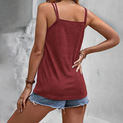 Solid color camisole V-neck with a sleeveless top