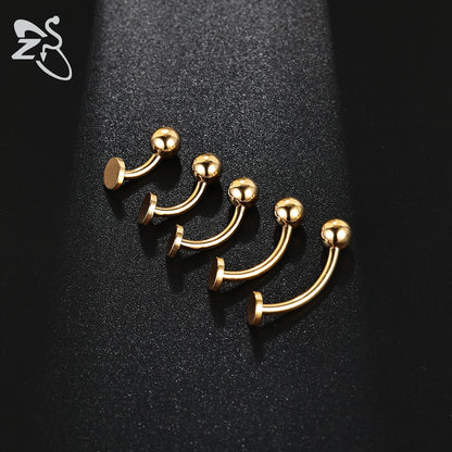 ZS 1 Piece Internal Thread Stainless Steel Belly Button Ring Floating Navel Piercings 14G Curved Umbilical Ring Jewelry 6MM-14MM Badiee Stylez