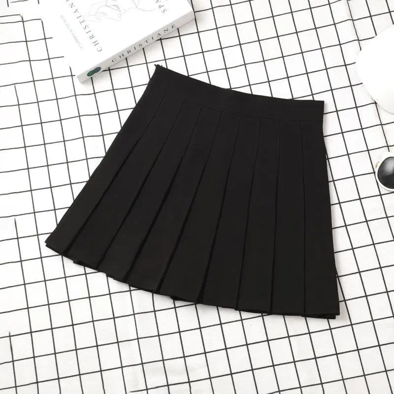 Brown Skirt Ladies 2022 Summer Clothes Women's High Waist Harajuku Korean Style Black Mini Pleated Skirt For School Girl Uniform Black