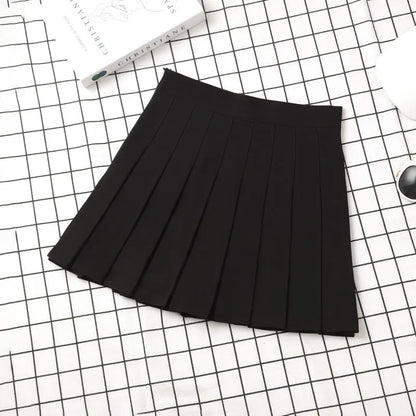 Brown Skirt Ladies 2022 Summer Clothes Women's High Waist Harajuku Korean Style Black Mini Pleated Skirt For School Girl Uniform Black