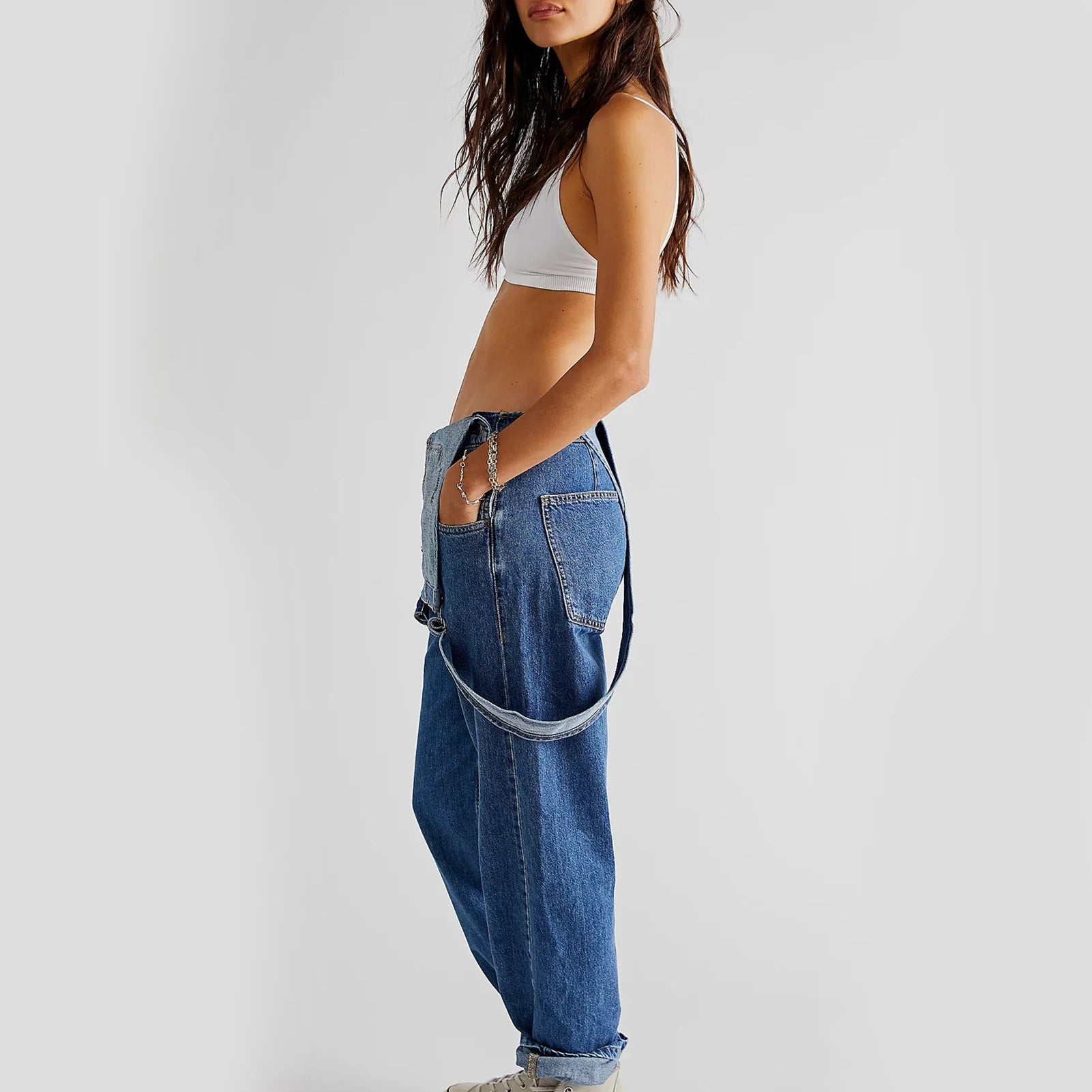 2023 Summer Black Jumpsuit Women Loose Dungarees Overalls Wide Leg Women Long Jumpsuit Ladies Overalls For Women