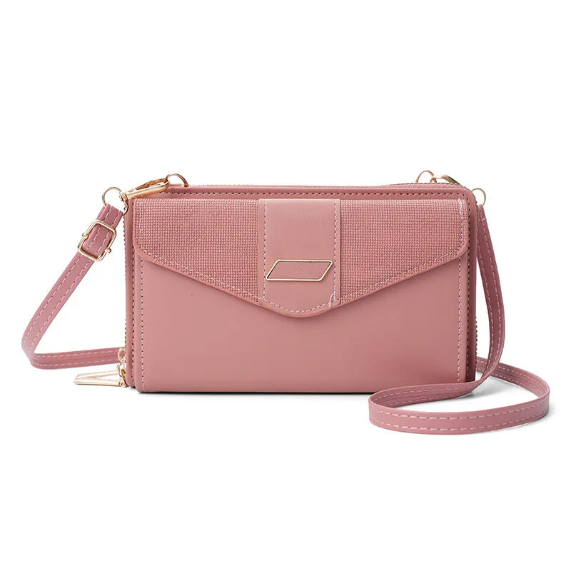 Fashion Women Luxury Leather Single Shoulder Bags Ladies Large Capacity Crossbody Mobile Phone Purse Female Messenger Wallet deep pink2 Mini(Max Length<20cm) CN