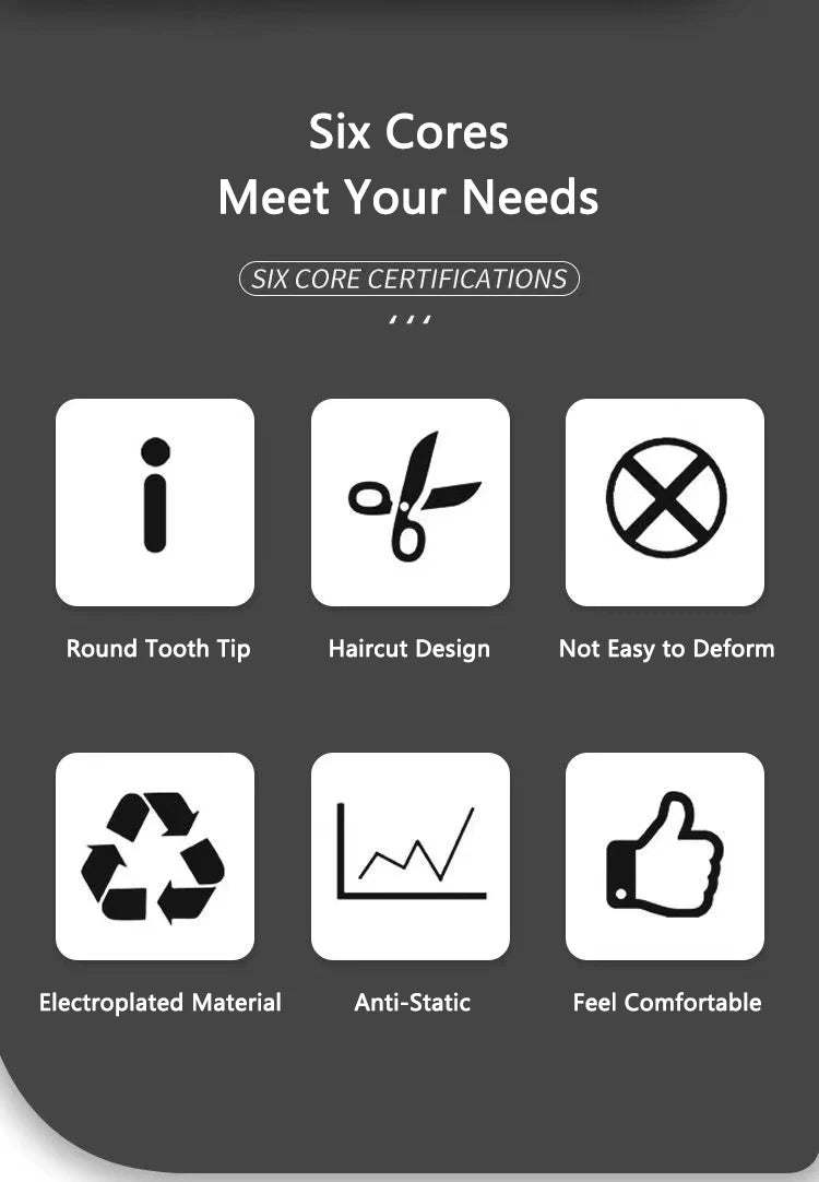 Salon Professional Electroplated Comb Barber Comb Stylist Styling Tool Accessories Salon Anti-static Hair Cut Comb