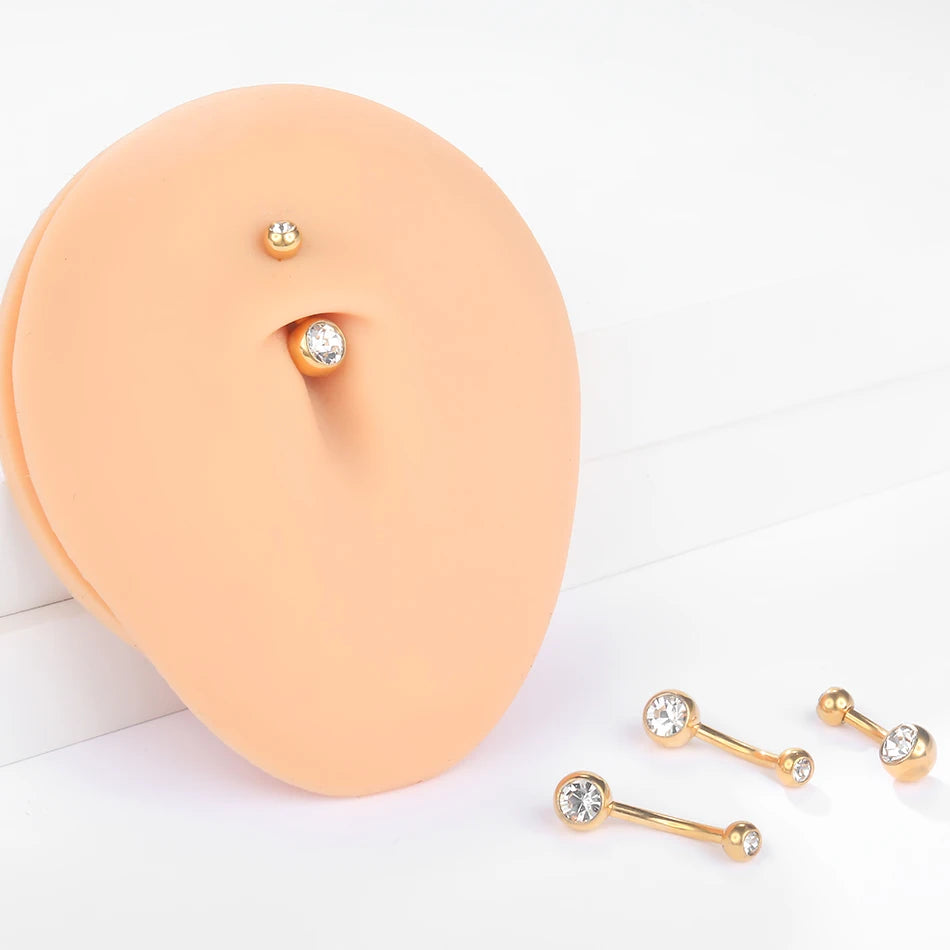 10pcs/lot Titanium CZ Crystal Belly Button Ring Navel Bar Piercing 6/8/10/12mm Belly Nombril Piercing Sexy Jewelry for Women 14G Badiee Stylez