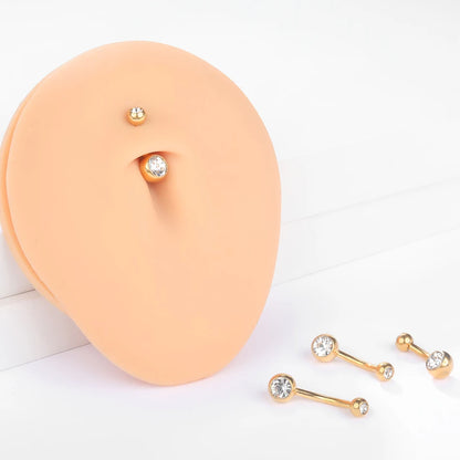 10pcs/lot Titanium CZ Crystal Belly Button Ring Navel Bar Piercing 6/8/10/12mm Belly Nombril Piercing Sexy Jewelry for Women 14G Badiee Stylez