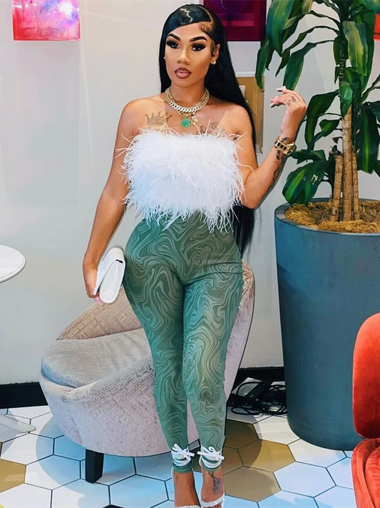 WESAYNB Wholesale Clothing Summer y2k Clothes Sexy Corset Tops Feather Strapless White Crop Tops Women 2022 Backless Design Top WHITE