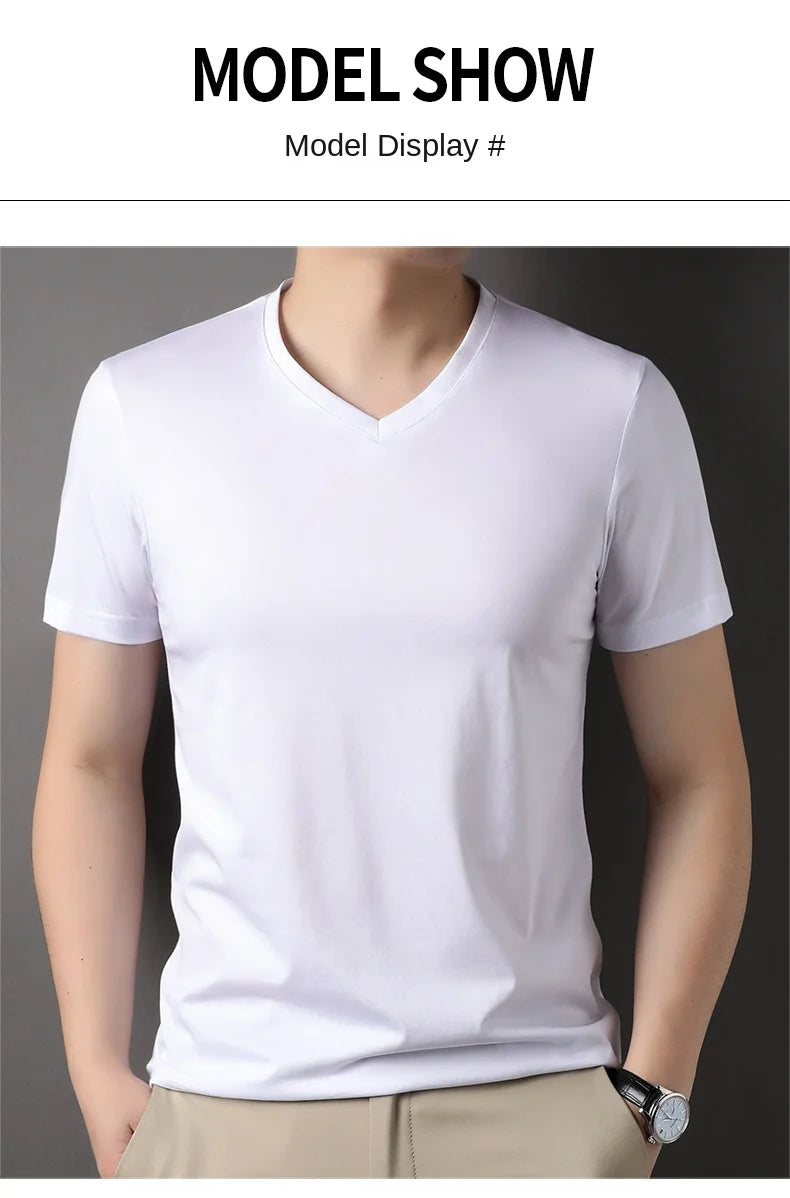 Top Grade 1.7% Mulberry Silk New Brand Tops Round Neck t Shirts For Men 2025 Summer Short Sleeve Casual Fashion Mens Clothing
