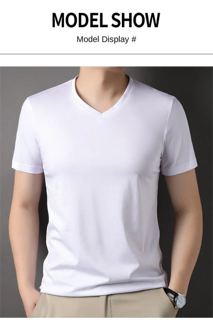 Top Grade 1.7% Mulberry Silk New Brand Tops Round Neck t Shirts For Men 2025 Summer Short Sleeve Casual Fashion Mens Clothing