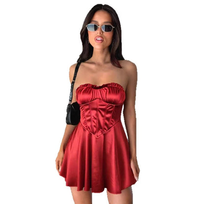 Sexy Mini Dress for Women European and American Style Fishbone Tank Top Cross-Border New Arrival Summer Fashion Female Clothing