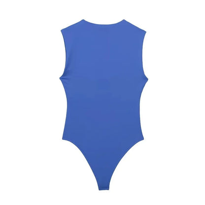 MUJER 2025 Black Woman Body Square Neck Sleeveless Bodysuit Women Blue White Sexy Tight Bodysuit Lingerie Bodycon Summer Tops