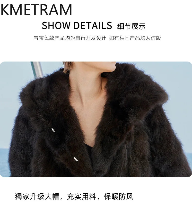 100% Natural Sable Fur Jacket Woman High Quality Long Real Fur Coat with Hood Winter Coats Women Clothing 2025 шуба женская Badiee Stylez
